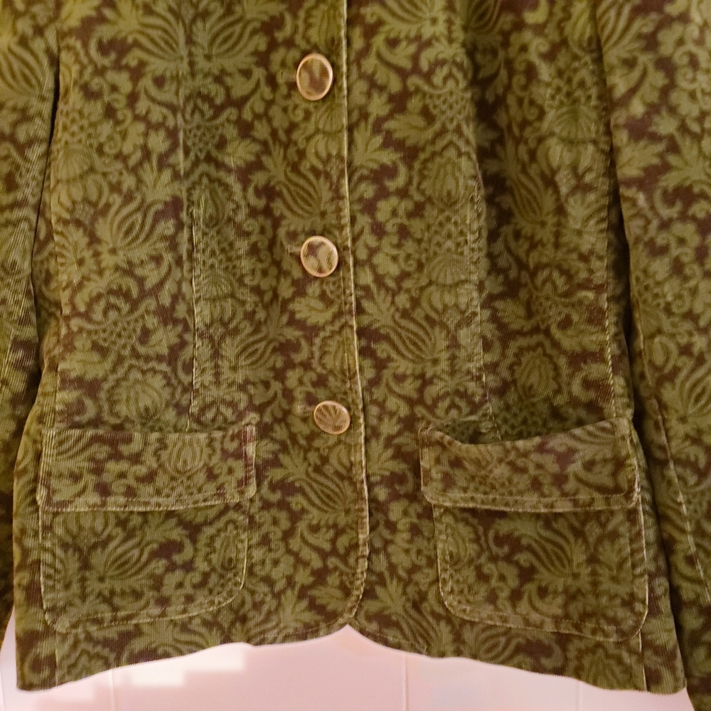 Talbots Women Jacket Size 6 Green Brown Soft Velvet Corduroy Cotton Spandex Blnd - Picture 7 of 12
